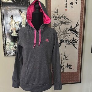 Adidas Women's Dark Gray Hoodie with Pink Highlights